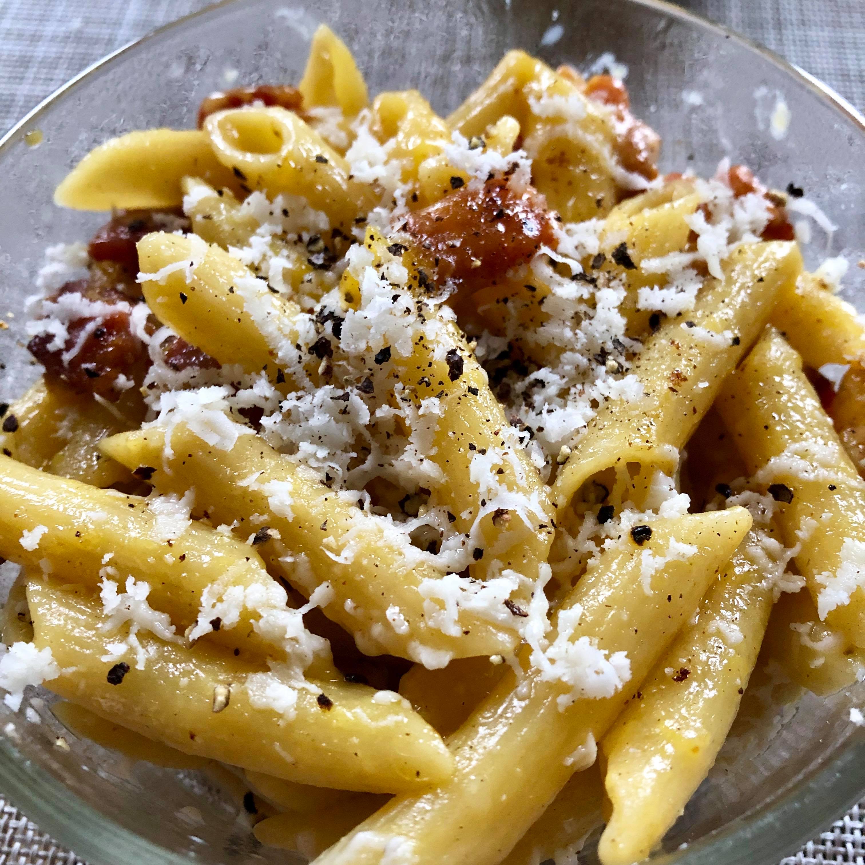 Easy Penne Carbonara Halicopter Away