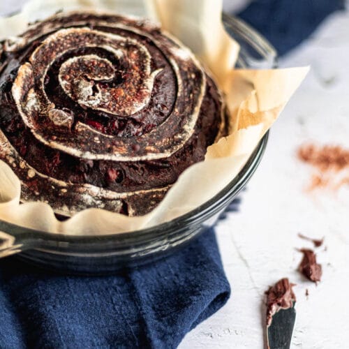 chocolate sourdough with cranberries and nuts