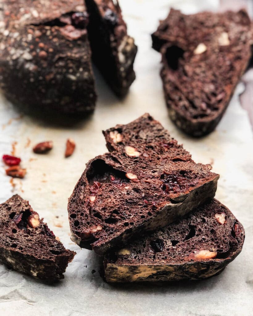 chocolate sourdough slices