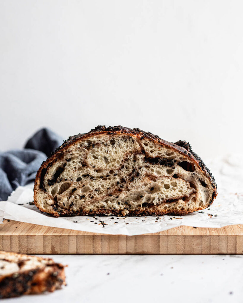 black sesame sourdough with red bean