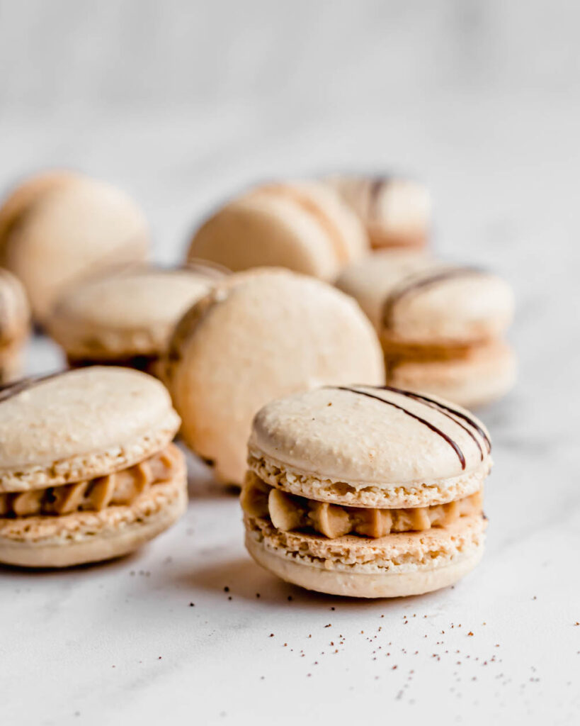 coffee macaron with choclate filling