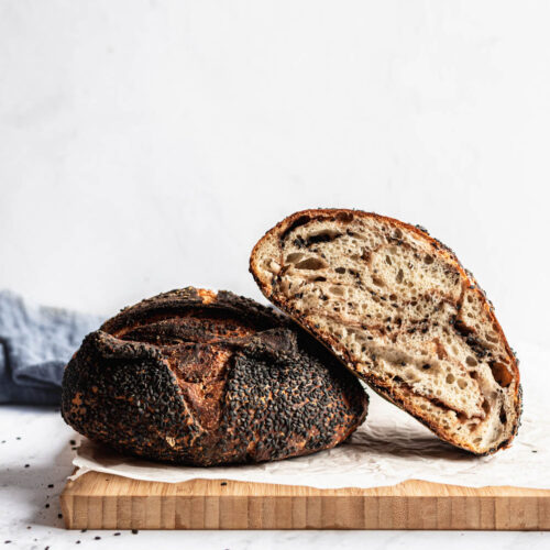 red bean and black sesame sourdough bread