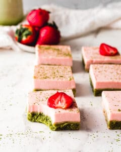 Matcha strawberry cream bars