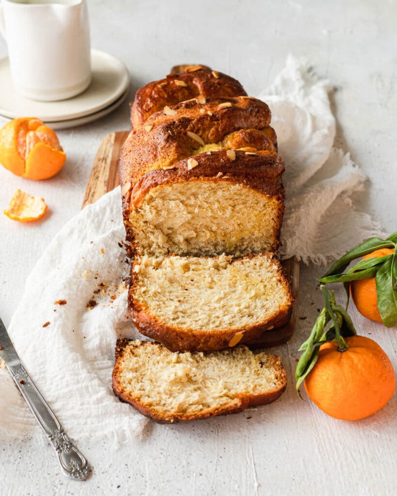 sliced orange cardamom bread