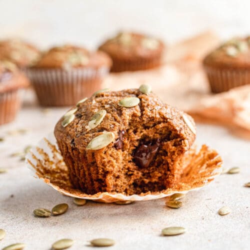 sourdough pumpkin muffin with chocolate
