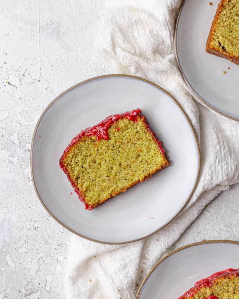 plain slice of pistachio pound cake