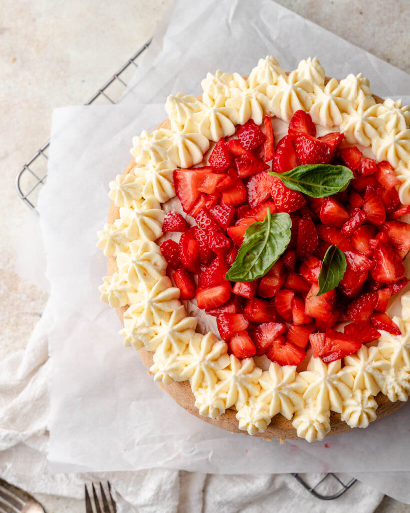 strawberry basil cake