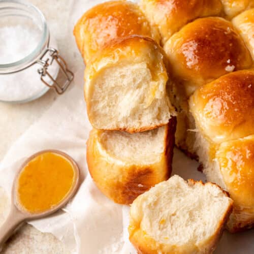 soft sourdough honey butter rolls