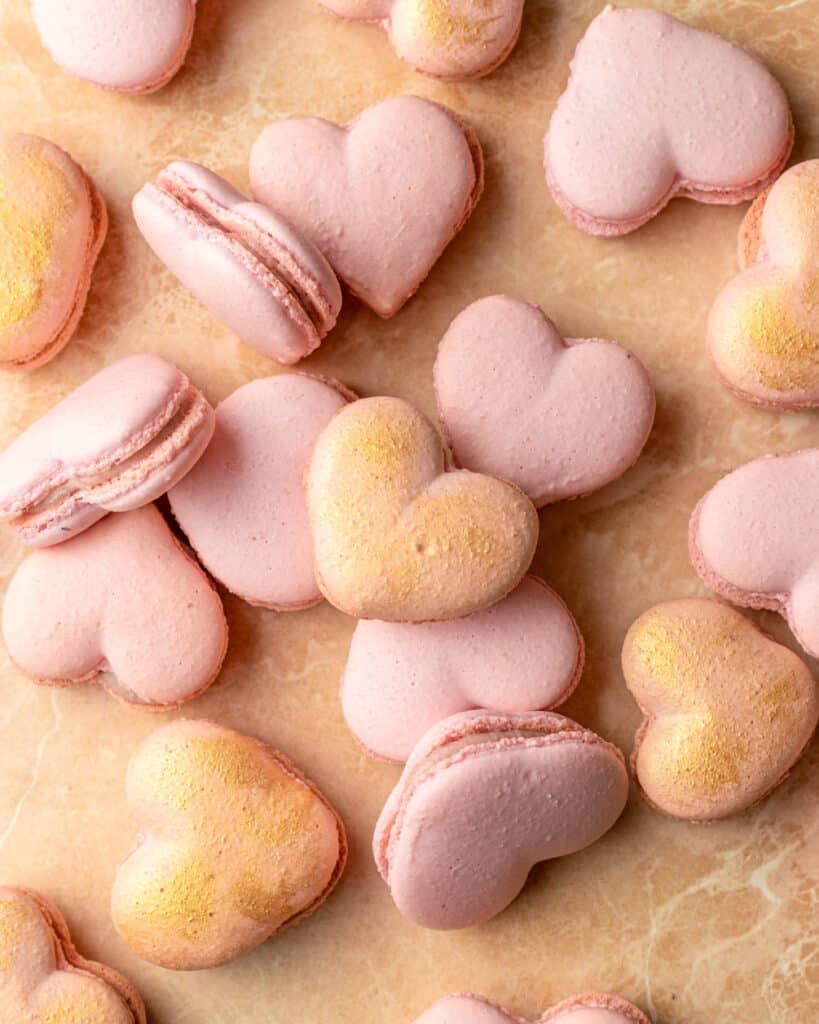 heart shaped italian macarons