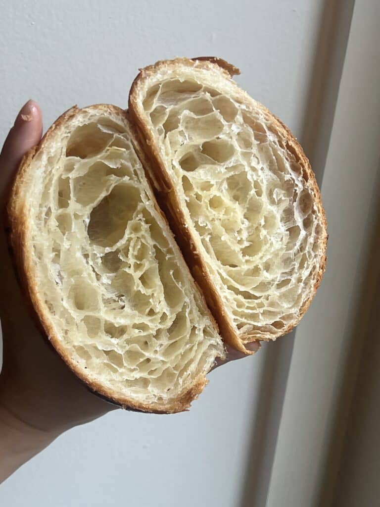 overproofed croissant