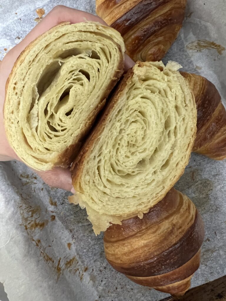 very underproofed croissant