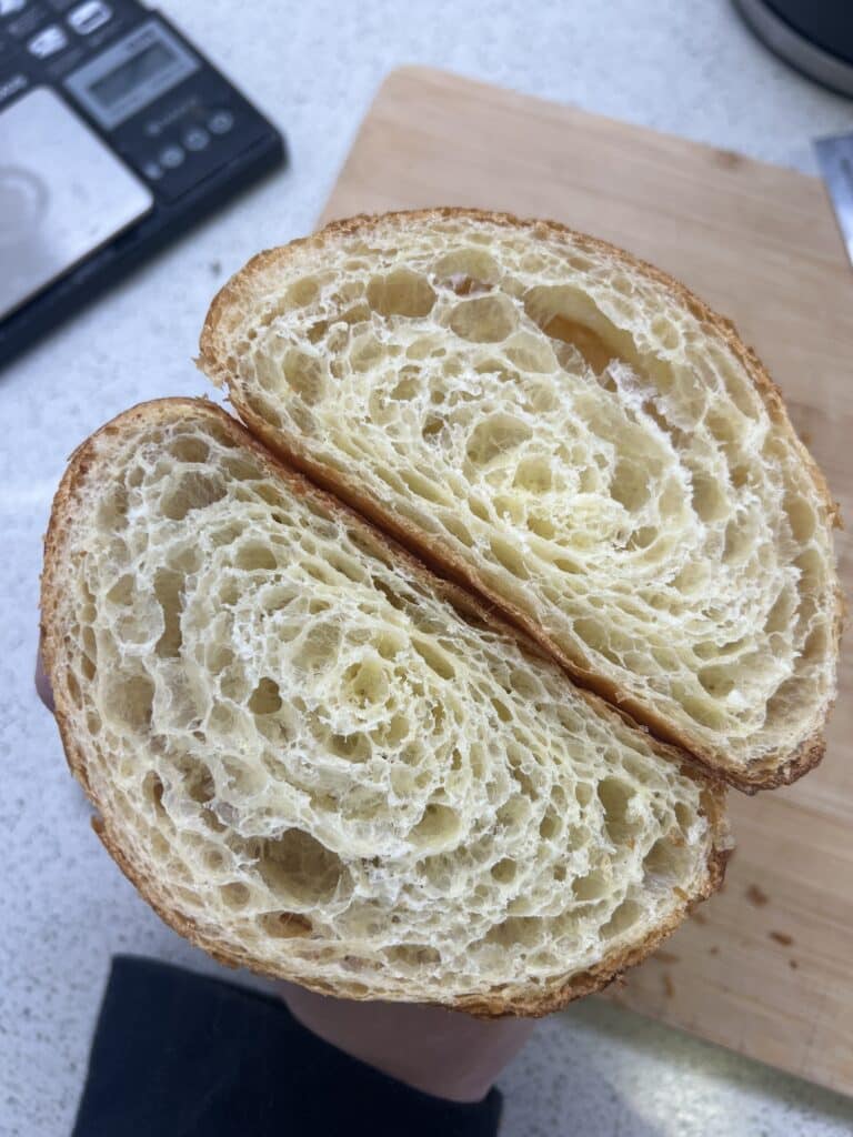 Croissant with too weak dough