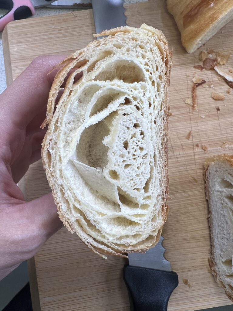 Croissant where the oven temperature was too high