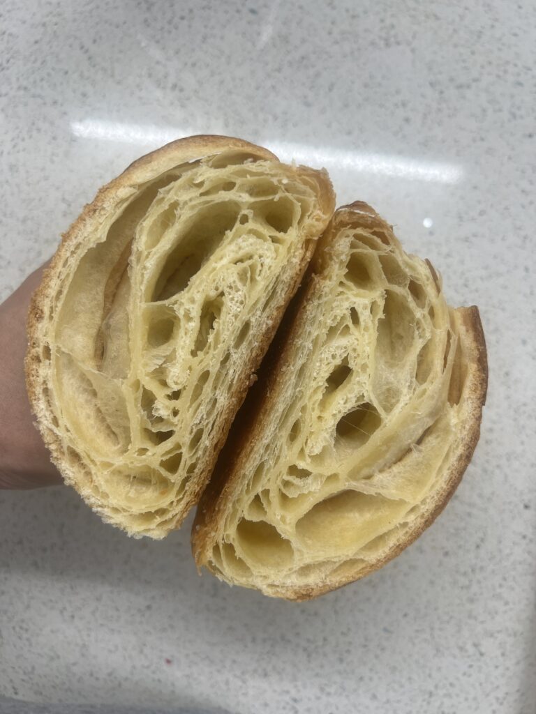 Croissant where dough is too strong